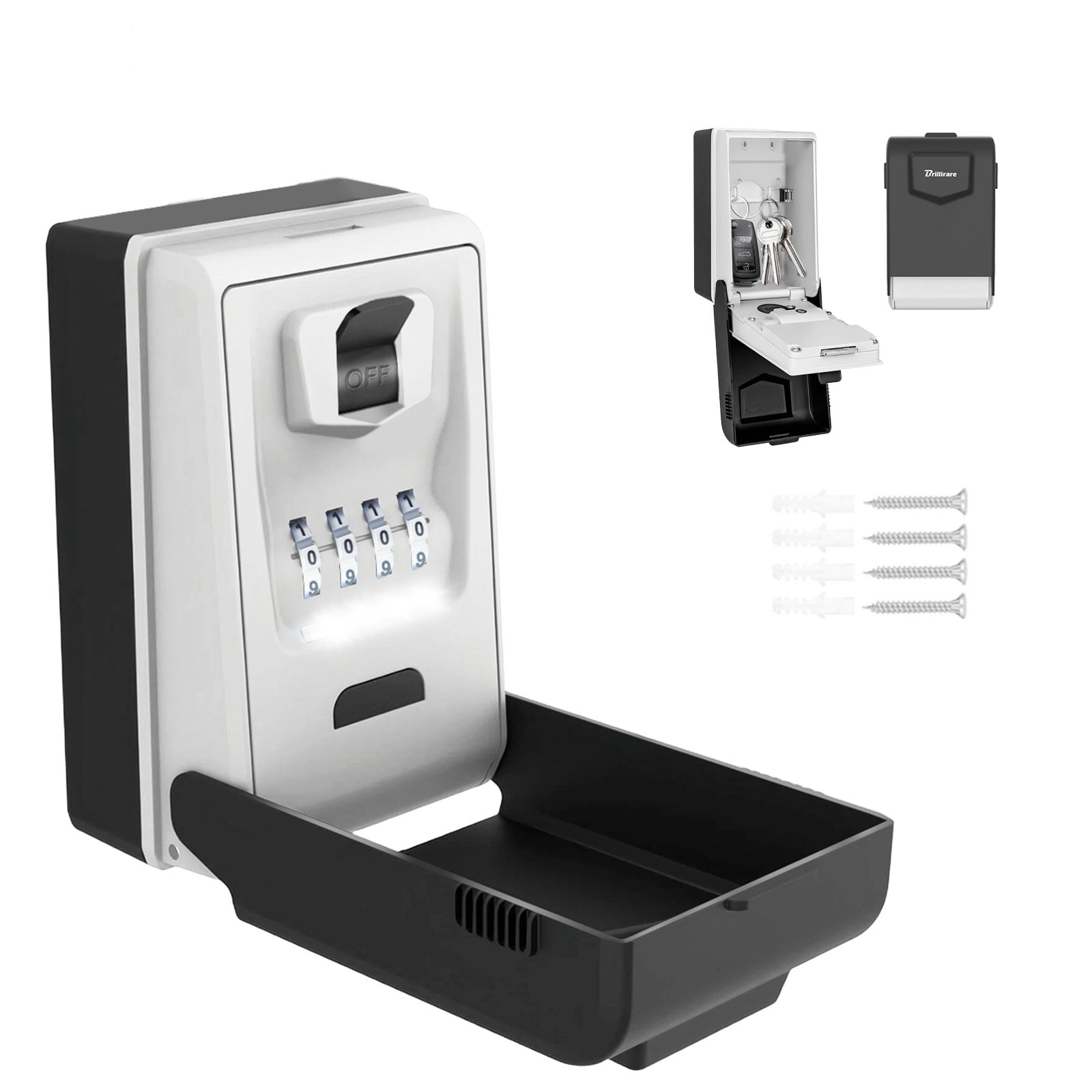 Light Up Key Lock Box, LED Waterproof Metal 4 Digits Combination ...