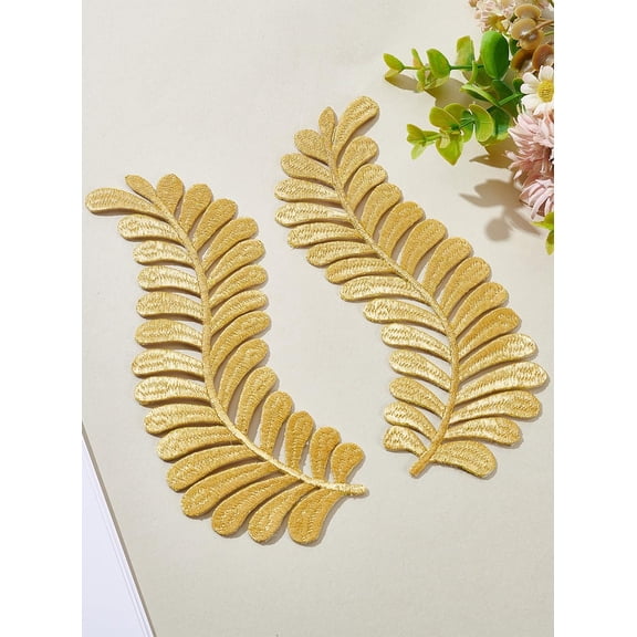 Light Khaki Decorative Ivy Embroidered Patch 195x60x1mm Leaf Iron on Patch Computerized Embroidery Cloth Applique for DIY Sewing Clothing Decoration Craft Handmade Bag Belts Brown