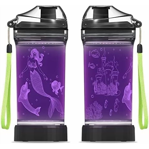 Light Up Kids Water Bottle with 3D Mermaid Design- 14 OZ Tritan BPA Free Eco-Friendly - Cool Drinking Cups Gift for School Kids Boy Girl Child Christmas Holiday$$Sport & Recreation Other