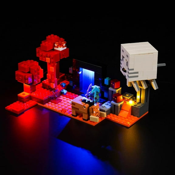 Light Kit Compatible with Lego Mine-Craft The Nether Portal Ambush 21255, Creative Compatible with Lego Nether Portal Ambush, Great Gift for Kids Aged 10+(Lights Only, No Bricks)