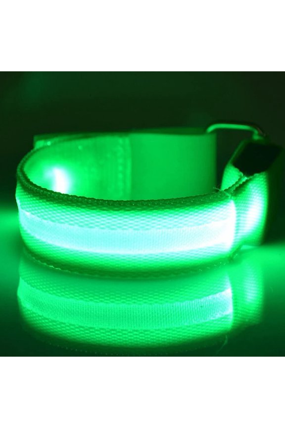 Light Up LED Armband for Running Walking at Night,Reflective Arm Bands for Runners,Rechargeable Jogging Lights,High Visibility Night Running Safety Gear Adjustable Running Women Men Kids - Green