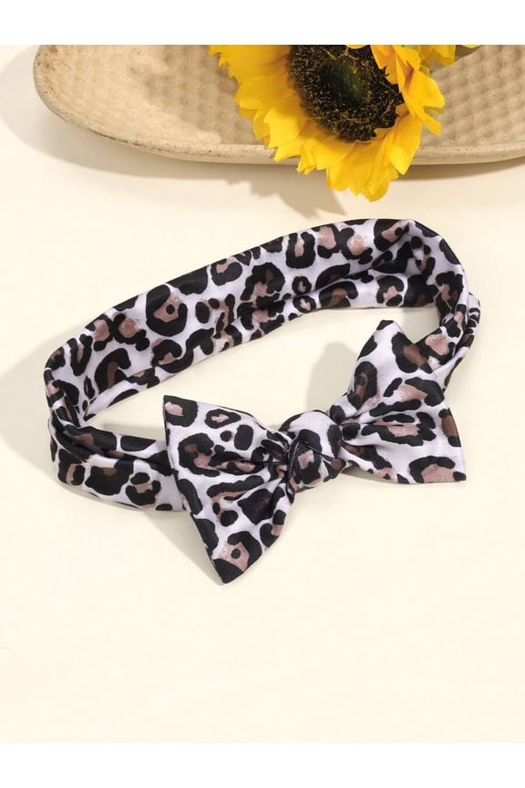 Light Leopard Print Bow Headband Stretchy Hair Accessory 1pc