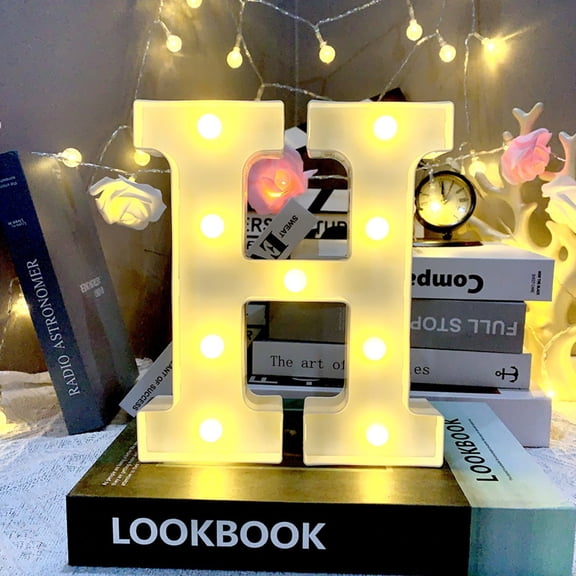 Light up Letter LED 8.6inch Alphabet Number Symbol Plastic Battery Operated Party Sign Wedding Festival Stand Decoration Christmas Party, Bar, Night Light, Home Decor (Letter H)
