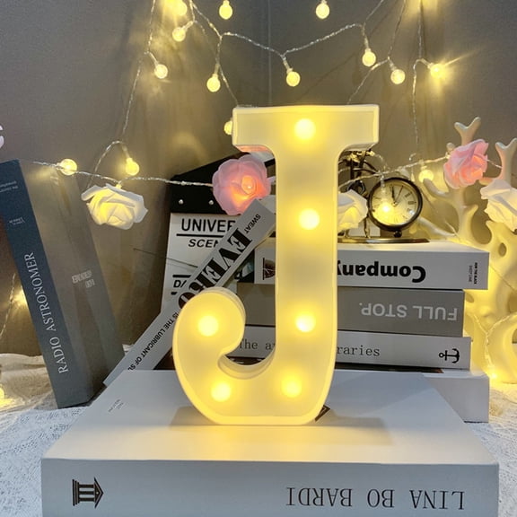 Light up Letter LED 8.6inch Alphabet Number Symbol Plastic Battery Operated Party Sign Wedding Festival Stand Decoration Christmas Party, Bar, Night Light, Home Decor (Letter J)