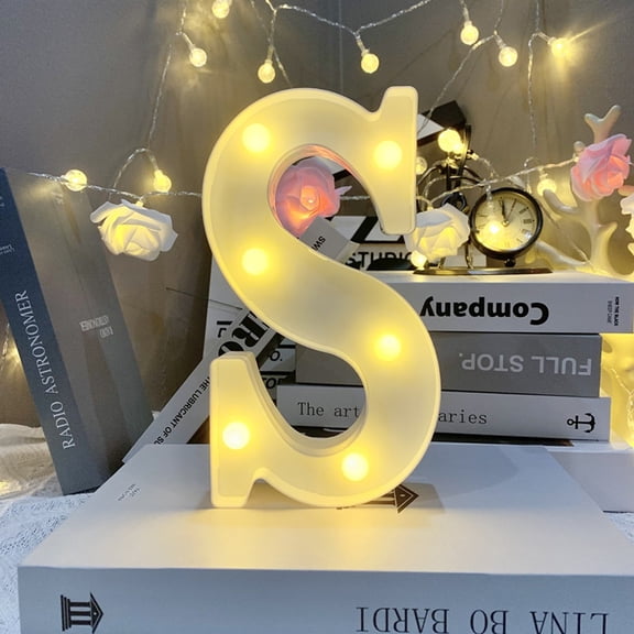 Light up Letter LED 8.6inch Alphabet Number Symbol Plastic Battery Operated Party Sign Wedding Festival Stand Decoration Christmas Party, Bar, Night Light, Home Decor (Letter S)