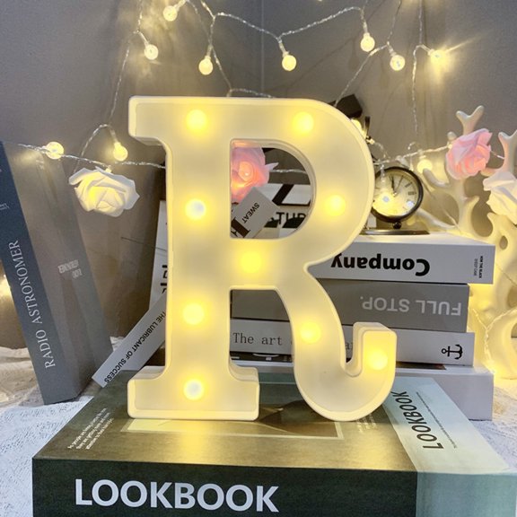 Light up Letter LED 8.6inch Alphabet Number Symbol Plastic Battery Operated Party Sign Wedding Festival Stand Decoration Christmas Party, Bar, Night Light, Home Decor (Letter R)