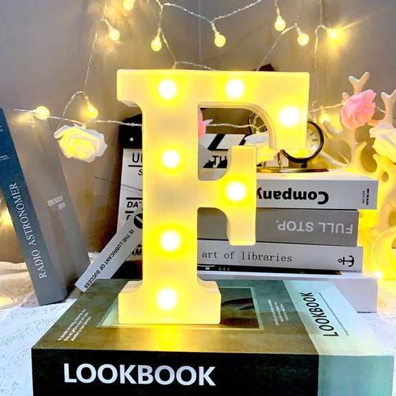 Light up Letter LED 8.6inch Alphabet Number Symbol Plastic Battery Operated Party Sign Wedding Festival Stand Decoration Christmas Party, Bar, Night Light, Home Decor (Letter F)