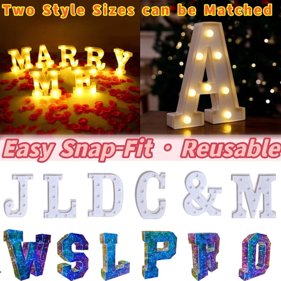 Light Up Letters, LED Letters Lights 26 Alphabet, Decorative Lighted Letters, Battery Powered LED Marquee Light Up Letters for Christmas Party, Bar, Night Light, Home Decor _ #10 _ White - J