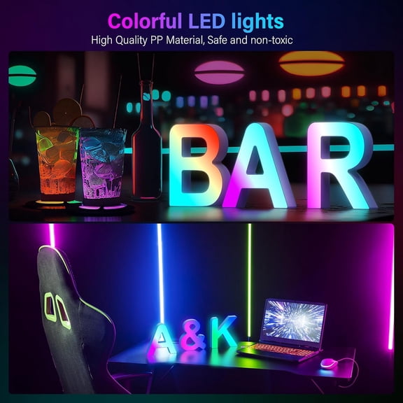 Light Up Letters Marquee Letter - Music Sync RGB Color Changing LED Letter Lights Logo Game Lights for Girls Women Party Birthday Christmas Valentine's Day Wall Desktop Decoration (MRGB-G)
