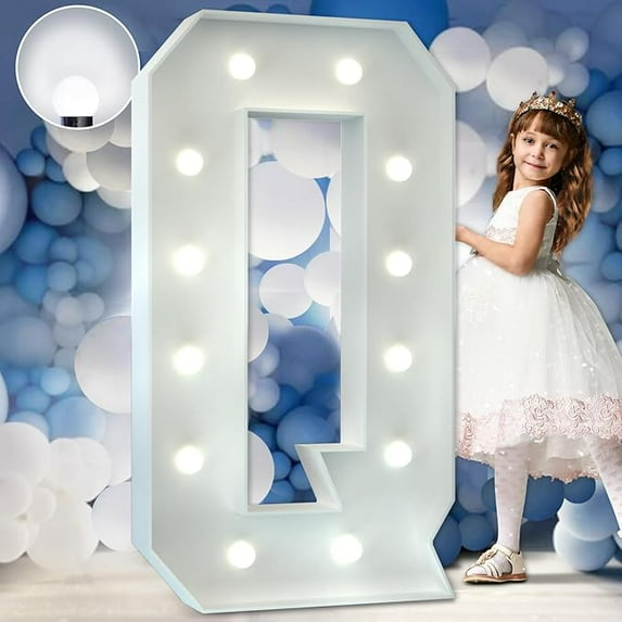 Light Up Letters, Marquee Letters 4 Feet Tall with Cool White Light, Large Letter for Party Baby Shower Wedding Event Graduation Decoration, Marry Me Light Up Letter 4ft Marquee Sign Letras Q