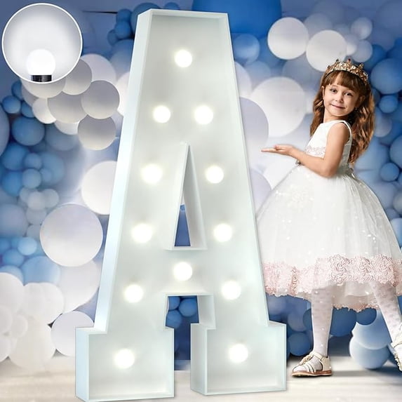 Light Up Letters, Marquee Letters 4 Feet Tall with Cool White Light, Large Letter for Party Baby Shower Wedding Event Graduation Decoration, Marry Me Light Up Letter 4ft Marquee Sign Letras A