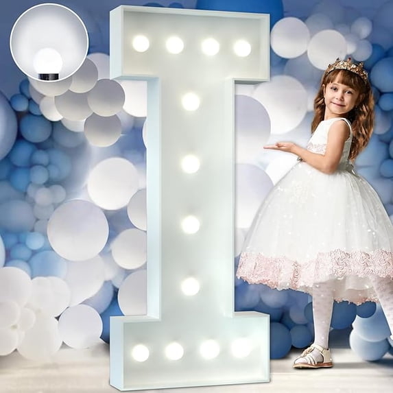 Light Up Letters, Marquee Letters 4 Feet Tall with Cool White Light, Large Letter for Party Baby Shower Wedding Event Graduation Decoration, Marry Me Light Up Letter 4ft Marquee Sign Letras I