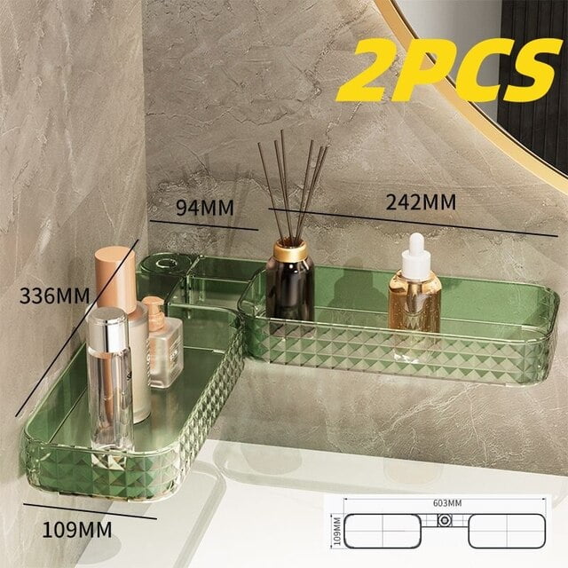 Light Luxury Bathroom Shelf No Hole Foldable Corner Shelf Wall Mounted