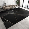 thumbnail image 1 of Light Luxury Black Geometric Abstract Golden Lines Area Rug, Indoor Non-Slip Kids Rugs, Machine Washable Breathable Durable Carpet For Front Entrance Floor Decor 4x6ft, 1 of 6