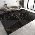 thumbnail image 1 of Light Luxury Black Gold Geometric Stripes Area Rug, Abstract Modern Irregular Pattern Art Indoor Decorative Rugs, Soft Machine Washable Carpet for Living Dining Dorm Room Decor-4x5ft, 1 of 7