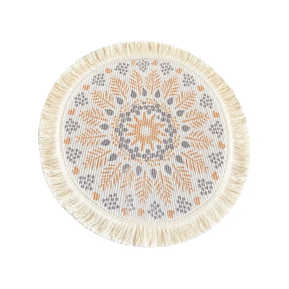 Light Luxury Bohemian Style Woven Cotton Meal Pad Fabric Tassel Kitchen Table Centerpiece Plate Mat Set Woven Small Dining Table Set for 4 Teal Kitchen Table round Set for 4 Kitchen Table Place Mats