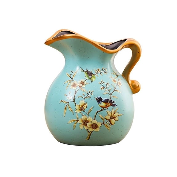 Light Luxury Ceramic Painted Milk Pitcher With Handle Multi-purpose Sauce Pot Gravy Boat
