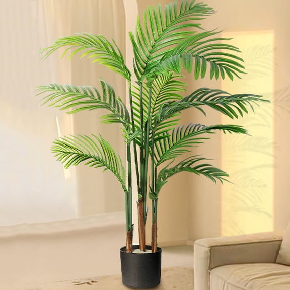 Light Luxury Floor-Standing Artificial Chrysalidocarpus Indicus High-End Green Plant Indoor Living Room Artificial Flower Tree Decor One Size 1* Faux Palm Tree For Home Decoration