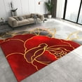 thumbnail image 1 of Light Luxury Flowers Area Rug, Bright Red Gold Bordered Peonies Non Slip Print Rugs, Machine Washable Carpet For Indoor Living Room Bedroom Office Decor Mat 4x6ft, 1 of 6
