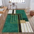 thumbnail image 1 of Light Luxury Green Background Geometry Area Rug, Modern Black Gold Line Rectangular Non Slip Accent Rug, Machine Washable Durable Carpet For Indoor Bedroom Living Room Decor Rug 5x8ft, 1 of 6