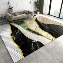 Light Luxury Imitation Marble Area Rug, Gold Black Luxury Indoor Non-Slip Rugs, For Living Room Bedroom Kitchen Dining Room Home Office Floor Rug 1x2ft