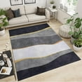 thumbnail image 1 of Light Luxury Minimalist Rug For Living Room, Modern Black White Grey Gold Stripes Indoor Area Rug, Non-Slip Non-Shedding Washable Mat For Bedroom Entryway Kitchen Office Apartment 4x6ft, 1 of 6