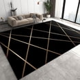 thumbnail image 1 of Light Luxury Modern Geometric Black Gold Lines Area Rug, Indoor Non-Slip Rugs, Machine Washable Breathable Durable Carpet for Front Entrance Floor Decor-4x5ft, 1 of 7