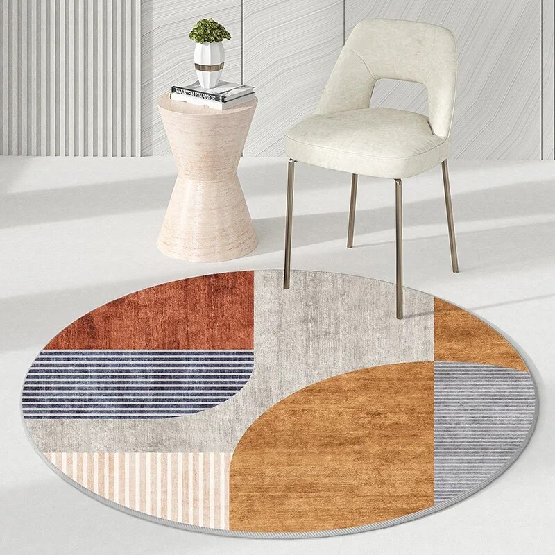 Light Luxury Round Carpets for Living Room Minimalist Bedroom Decor Rugs Large Area Study Floor