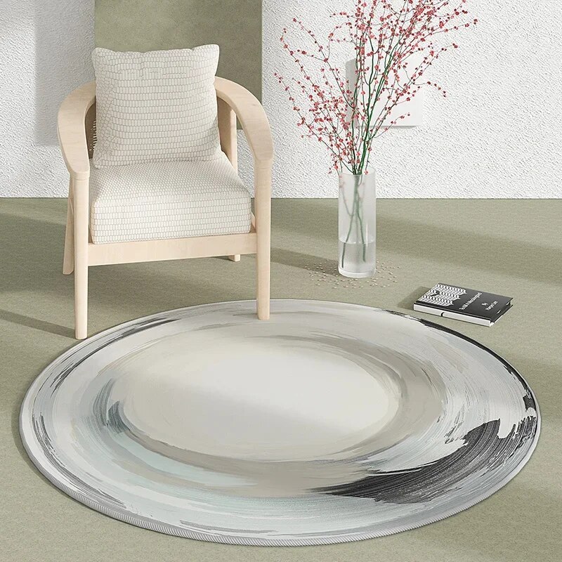 Light Luxury Round Carpets for Living Room Minimalist Bedroom Decor Rugs Large Area Study Floor
