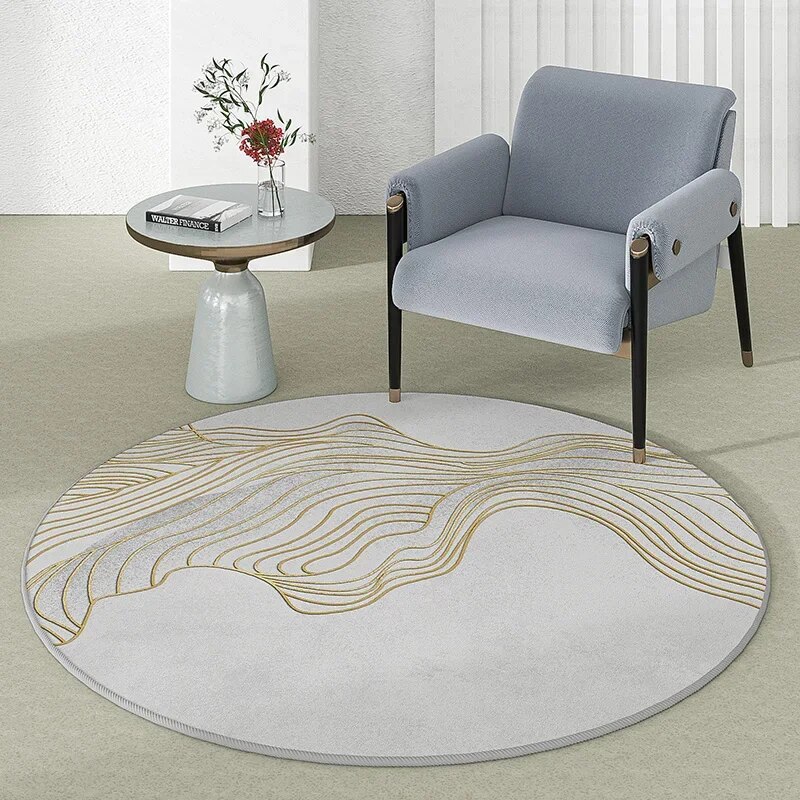 Light Luxury Round Carpets for Living Room Minimalist Bedroom Decor Rugs Large Area Study Floor