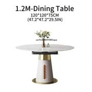 Light Luxury Round Table For Kitchen Freely Expansion Rock Slab Tabletop Art Design Apartment Furniture 4 Chairs Dining Table