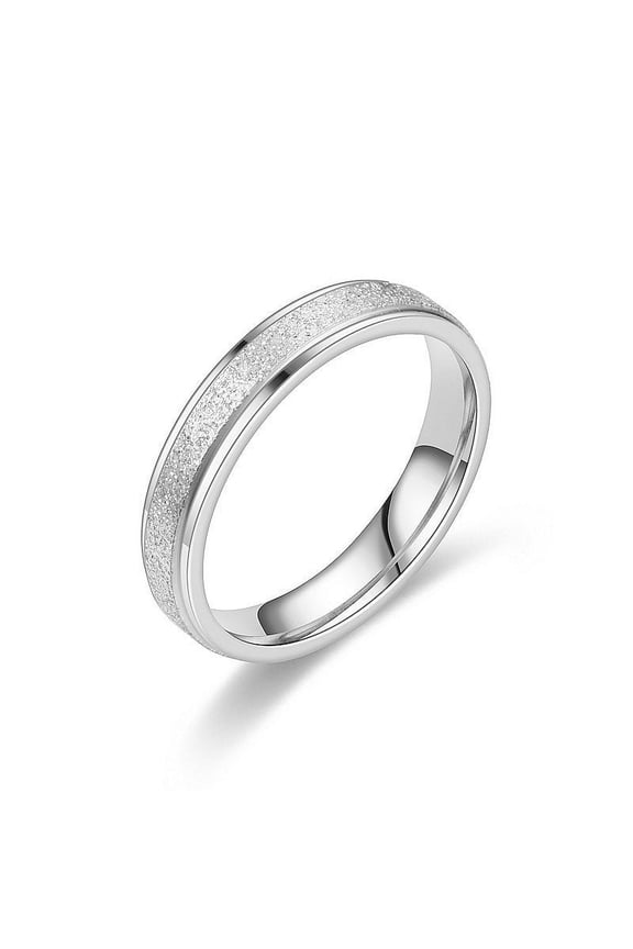 Unisex Ring Stainless Steel Band with Starry Sky Texture Design for Men and Women Everyday U Shaped Jewelry Frosted Steel Ring