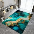 thumbnail image 1 of Light Luxury Turquoise Jade Texture Printed Area Rugs, Abstract Gold Marble Minimalist Washable Rug, Soft Fluffy Large Floor Carpet For Bed Room Living Room Dining Room Kitchen, 1 of 7
