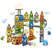 Light Magnetic Tiles, 105PCS 3D Educational STEM Magnet Toys for Toddler 3+ Year Old, Kids Toys STEM Magnet Toys for Toddler, Perfect Birthday Christmas Gift for Kids