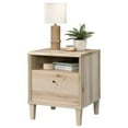 thumbnail image 1 of Light Maple Wood Farmhouse Style 1-Drawer Nightstand with Open Shelf, 1 of 5