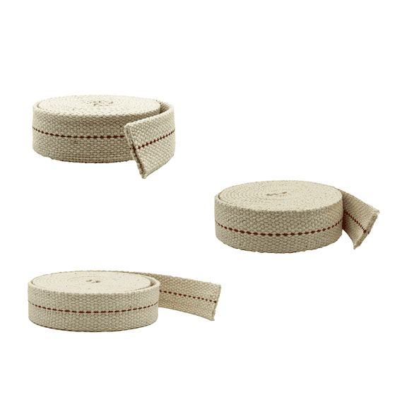 Light of Mine 100% Cotton Flat Wick Multi Pack, 1", 7/8", 3/4" 3 Pack, 6 Foot Roll for Paraffin Oil or Kerosene Based Lanterns and Oil Lamps with Genuine Red Stitch