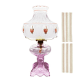 thumbnail image 1 of Light Of Mine Princess Feather Oil Lamp Ornate Decorative Antique Pedestal Style Glass Oil Hurricane Lamp Clear with 3/4" Wick roll Pink 10" Rose Crystal, 1 of 7
