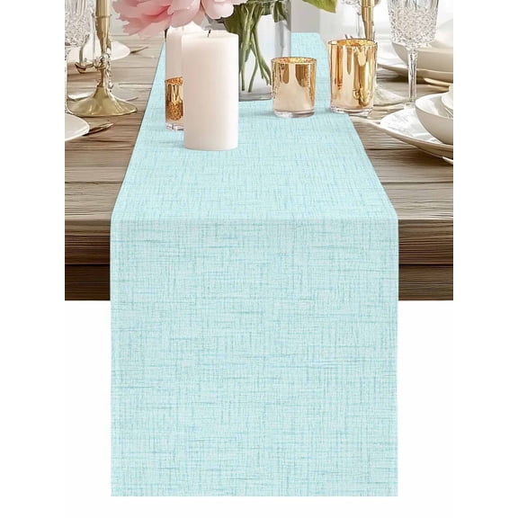 Light Mint Green Linen Pattern Table Runners 72 Inches Long Country Fabric Texture Kitchen Dining Table Runner Dresser Scarves for Party Coffee Holiday Party Decor