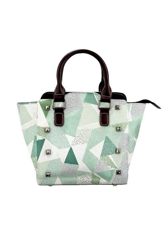 Light Mint Green Rivet Handbag Small PU Leather Studded Satchel Crossbody bag for Women