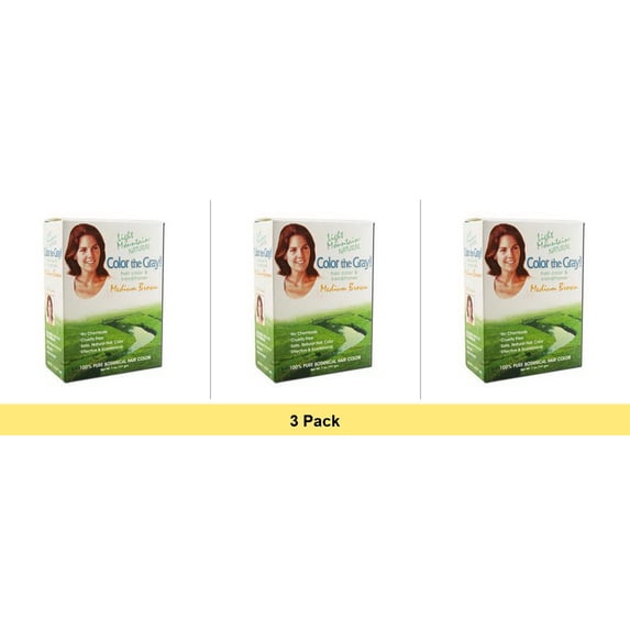 Light Mountain Color The Gray Natural Hair Color And Conditioner, Medium Brown - 7 Oz - 3 Pack
