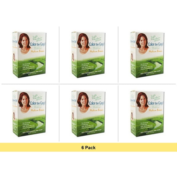 Light Mountain Color The Gray Natural Hair Color And Conditioner, Medium Brown - 7 Oz - 6 Pack