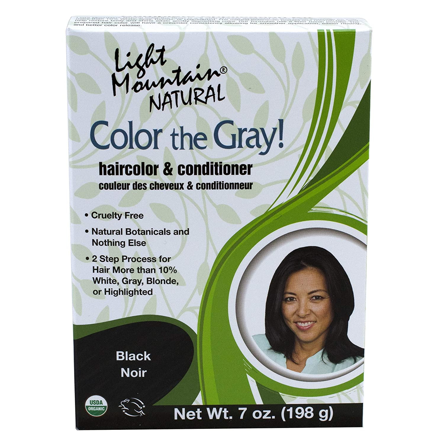 Light Mountain Color the Gray! Natural Hair Color & Conditioner Black 7 oz.
