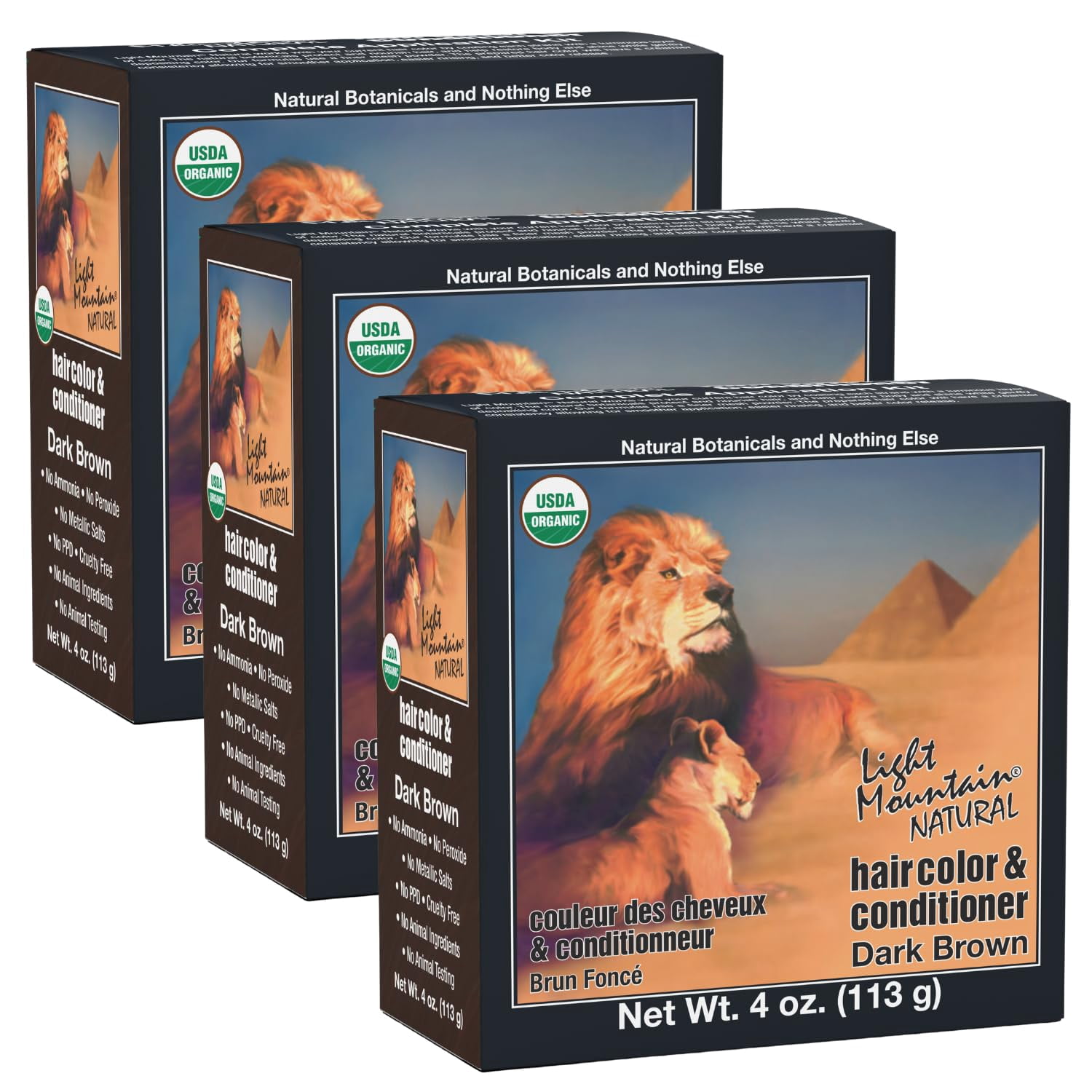 Light Mountain, Organic Henna Hair Color, Dark Brown, 4 oz