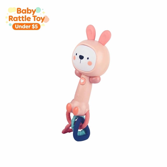 Light Up Musical Baby Rattle Stick, Smart Sensor Infant Sensory Shaker Toy, Early Educational Teething Hand Rattle, Developmental Montessori Toy for Babies 3 6 9 12+ Months, Baby Gift(B)