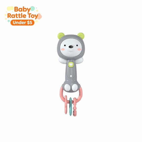 Light Up Musical Baby Rattle Stick, Smart Sensor Infant Sensory Shaker Toy, Early Educational Teething Hand Rattle, Developmental Montessori Toy for Babies 3 6 9 12+ Months, Baby Gift(D)
