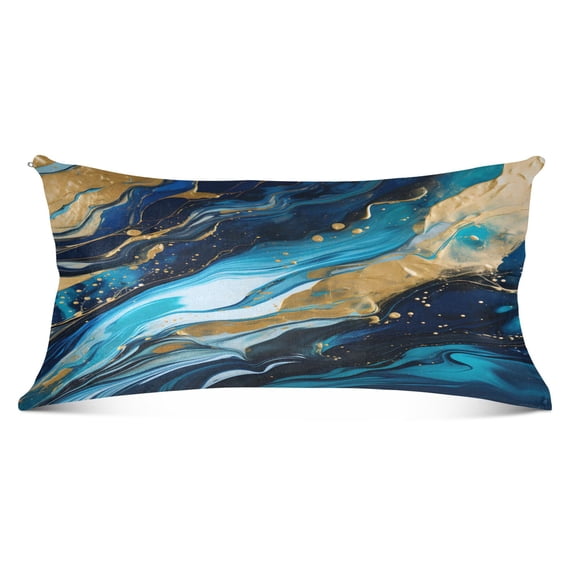 Light Navy Blue Marble Plush Pillow Cases Body Size Ultra Soft Warm Pillowcases with Zipper 20"x54"