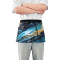 thumbnail image 1 of Light Navy Blue Marble Server Apron with 3 Pockets Waterproof Waitress Waist Short Apron for Man Woman 12 Inches, 1 of 7