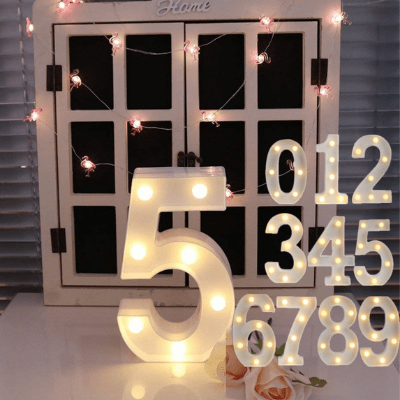 Light Up Numbers, 8.7" Led Letter Lights, 0-9 Number, Decorative Lighted Letters, Battery Powered Led Marquee Numbers for Party, Night Light, Home Decor for Party, Home, Anniversary Decor, 1pcs