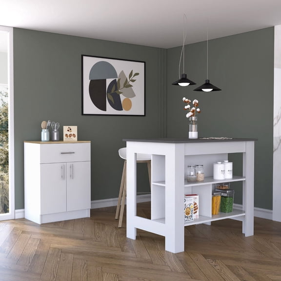 Light Oak 2 Piece Kitchen Furniture / Easy Assembly with Step - by - Step Guides