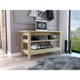 thumbnail image 1 of Light Oak 2-Shelf Rectangle Storage Bench, 1 of 6